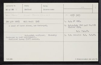 Will Houll, HU42NW 7, Ordnance Survey index card, Recto