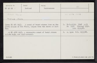 Midfield, Mousa, HU42SE 2, Ordnance Survey index card, Recto