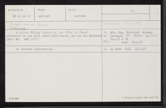 Gulberwick, HU43NW 14, Ordnance Survey index card, Recto