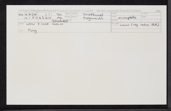 Law Ting Holm, HU44SW 11, Ordnance Survey index card, Recto