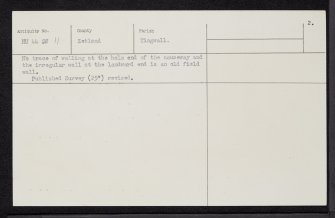Law Ting Holm, HU44SW 11, Ordnance Survey index card, page number 2, Recto
