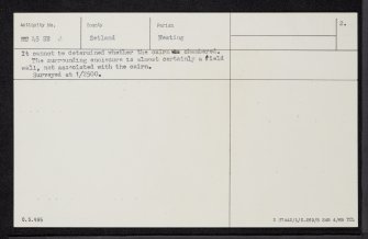 Hard Knowe, HU45SE 2, Ordnance Survey index card, page number 2, Verso