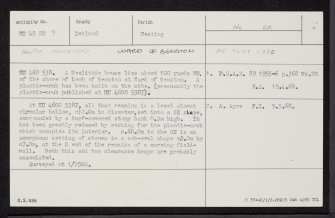 Ward Of Benston, HU45SE 9, Ordnance Survey index card, Recto