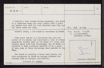 Fetlar, Wick Of Aith, Giant's Grave, HU68NW 1, Ordnance Survey index card, page number 2, Verso