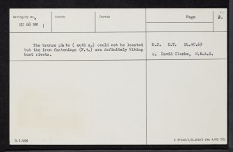 Fetlar, Wick Of Aith, Giant's Grave, HU68NW 1, Ordnance Survey index card, page number 3, Recto