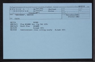 Fetlar, Gravins, 'Haltadans', HU69SW 4, Ordnance Survey index card, Recto