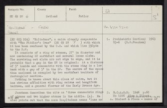 Fetlar, Gravins, 'Haltadans', HU69SW 4, Ordnance Survey index card, page number 1, Recto