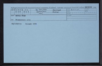 Fetlar, Butsa Pund, HU69SW 34, Ordnance Survey index card, Recto