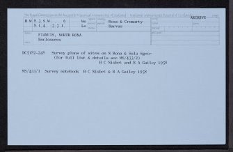 Rona, Fianuis, HW83SW 6, Ordnance Survey index card, Recto