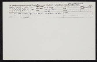 Stromness, 85, 87, 89, 91 Victoria Street, HY20NE 43, Ordnance Survey index card, Recto