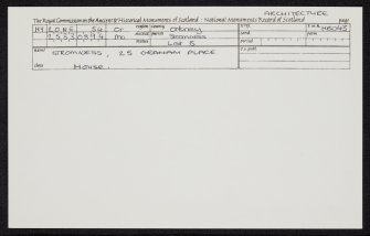 Stromness, 25 Graham Place, HY20NE 54, Ordnance Survey index card, Recto