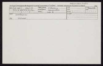 Garson House, HY20NE 64, Ordnance Survey index card, Recto