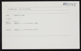 Hoy, Dwarfie Stane, HY20SW 8, Ordnance Survey index card, Recto