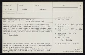 Rosemount And Easthouse, HY21NE 7, Ordnance Survey index card, page number 1, Recto