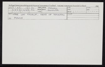 Upper Lee Knowe, Ness Of Tenston, HY21NE 13, Ordnance Survey index card, Recto