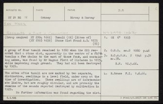 Ess Ness, HY21NE 18, Ordnance Survey index card, Recto