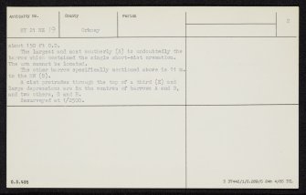 Linga Fold, HY21NE 19, Ordnance Survey index card, page number 2, Verso
