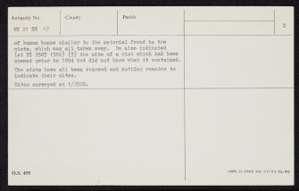 Fiddlerhouse, HY21NE 27, Ordnance Survey index card, page number 2, Verso