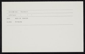 Ness Of Tenston, HY21NE 61, Ordnance Survey index card, Recto