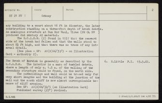 Yesnaby, Broch Of Borwick, HY21NW 1, Ordnance Survey index card, page number 2, Verso