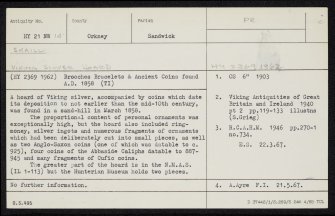 Skaill, HY21NW 14, Ordnance Survey index card, Recto