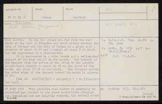 Bookan, HY21SE 3, Ordnance Survey index card, page number 1, Recto