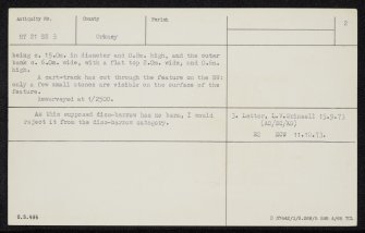 Bookan, HY21SE 3, Ordnance Survey index card, page number 2, Verso