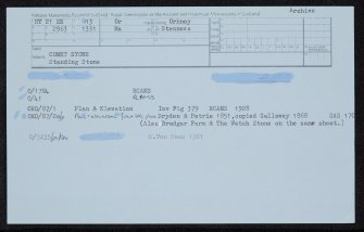 Comet Stone, HY21SE 13, Ordnance Survey index card, Recto