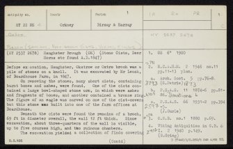 Oxtro, HY22NE 4, Ordnance Survey index card, page number 1, Recto