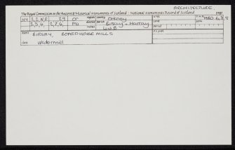 Birsay, Boardhouse Mills, New Mill, HY22NE 29, Ordnance Survey index card, Recto