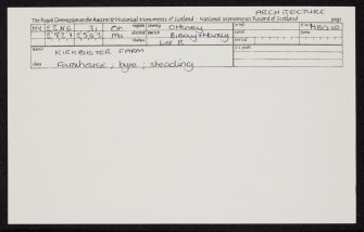 Kirbuster Farm Museum, HY22NE 31, Ordnance Survey index card, Recto