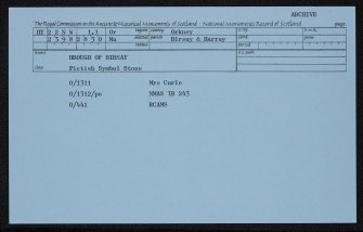 Brough Of Birsay, Pictish Symbol Stone, HY22NW 1.1, Ordnance Survey index card, Recto