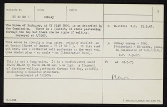 Knowe Of Buckquoy, HY22NW 11, Ordnance Survey index card, page number 2, Verso