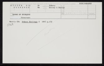 Knowe Of Buckquoy, HY22NW 11, Ordnance Survey index card, Recto