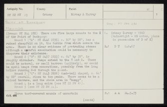 Point Of Buckquoy, HY22NW 13, Ordnance Survey index card, page number 1, Recto