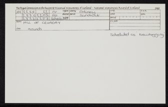 Hill Of Cruaday, HY22SE 23, Ordnance Survey index card, Recto