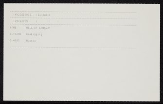 Hill Of Cruaday, HY22SE 23, Ordnance Survey index card, Recto