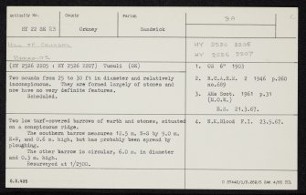 Hill Of Cruaday, HY22SE 23, Ordnance Survey index card, Recto