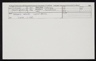 Russel Howe, West Bain, HY22SW 5, Ordnance Survey index card, Recto