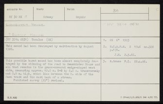 Swanbister House, HY30NE 11, Ordnance Survey index card, Recto