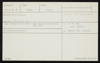 Swanbister House, HY30NE 12, Ordnance Survey index card, Recto
