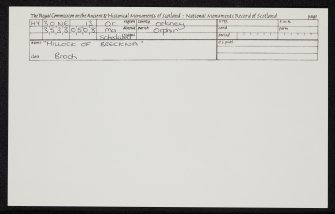 Hillock Of Breckna, HY30NE 13, Ordnance Survey index card, Recto