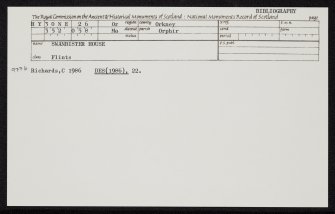 Swanbister House, HY30NE 26, Ordnance Survey index card, Recto