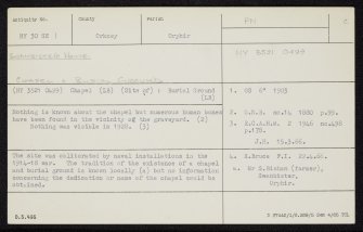 Swanbister House, HY30SE 1, Ordnance Survey index card, Recto
