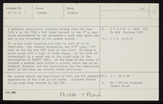 Orphir, St Nicholas's Church, HY30SW 1, Ordnance Survey index card, page number 3, Recto