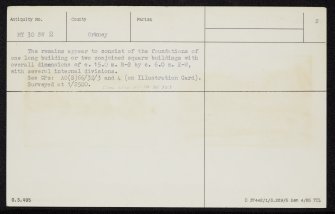Orphir, Earl's Bu, HY30SW 2, Ordnance Survey index card, page number 2, Verso