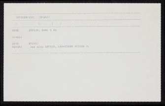 Orphir, Earl's Bu, HY30SW 2, Ordnance Survey index card, Recto