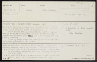 Sandyhall, HY31NE 7, Ordnance Survey index card, page number 1, Recto