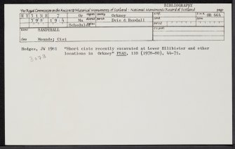 Sandyhall, HY31NE 7, Ordnance Survey index card, Recto