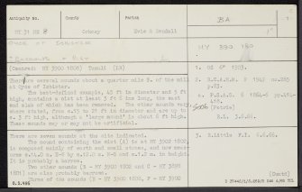 Oyce Of Isbister, HY31NE 8, Ordnance Survey index card, page number 1, Recto